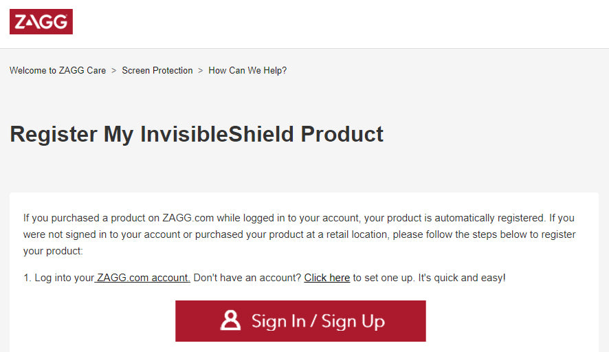 Log into your ZAGG.com account
