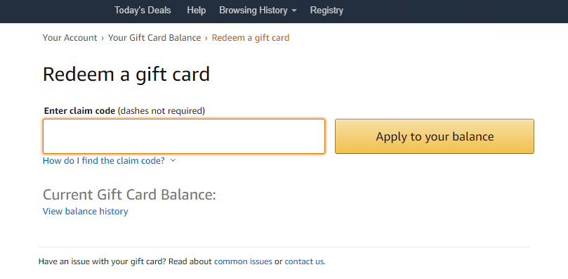 Enter Claim Code to Redeem Your Gift Card Online