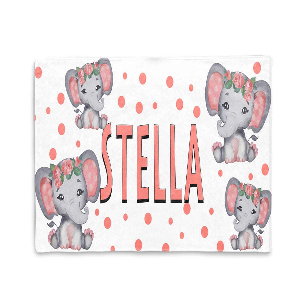 PERSONALIZED KID'S NAME ELEPHANT BLANKET-BUY 2 SAVE 10%