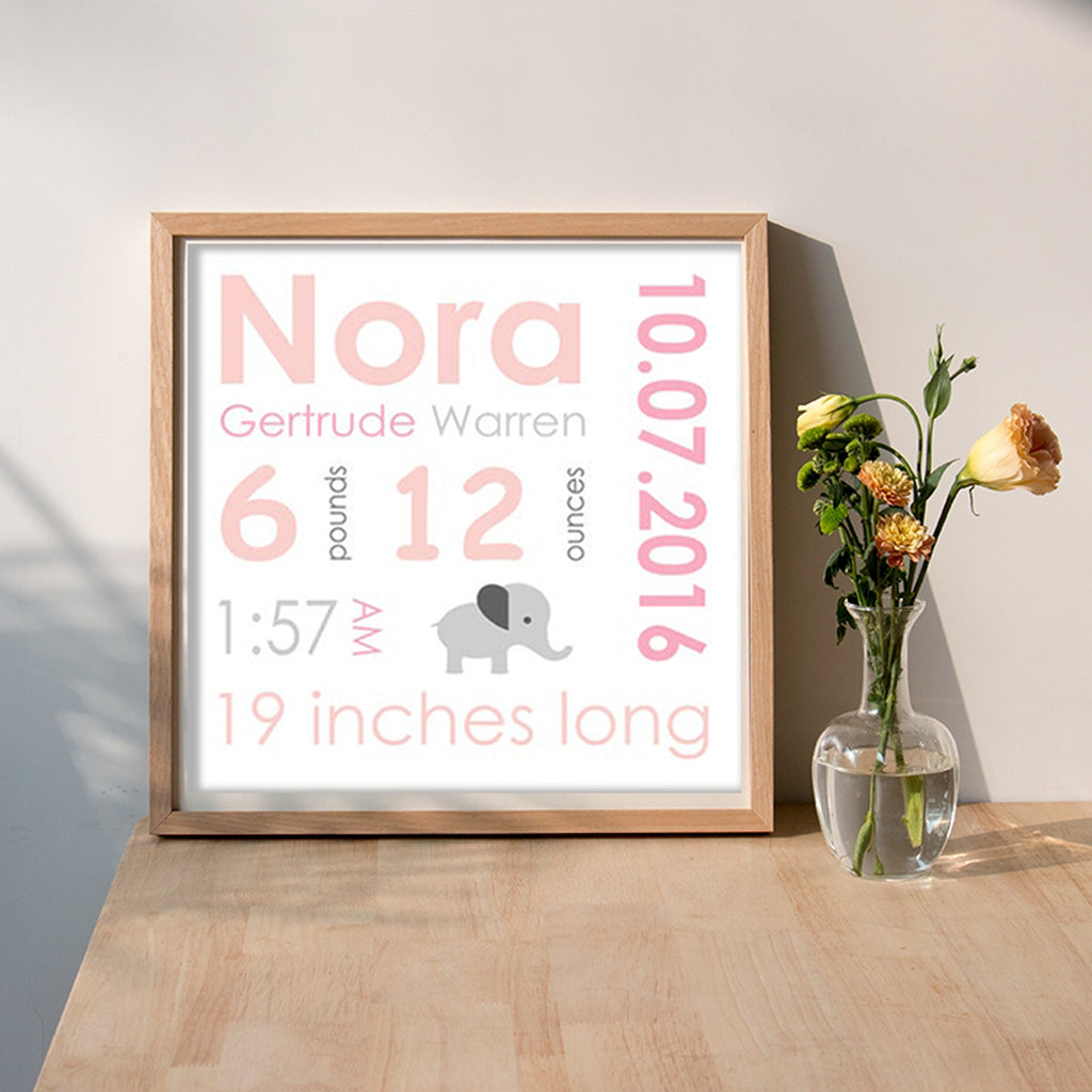 Custom Birth Announcement Nursery Wall Art