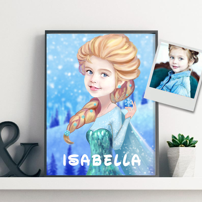 Personalized Hand-Drawing Kid's Portrait Canvas Wall Art I