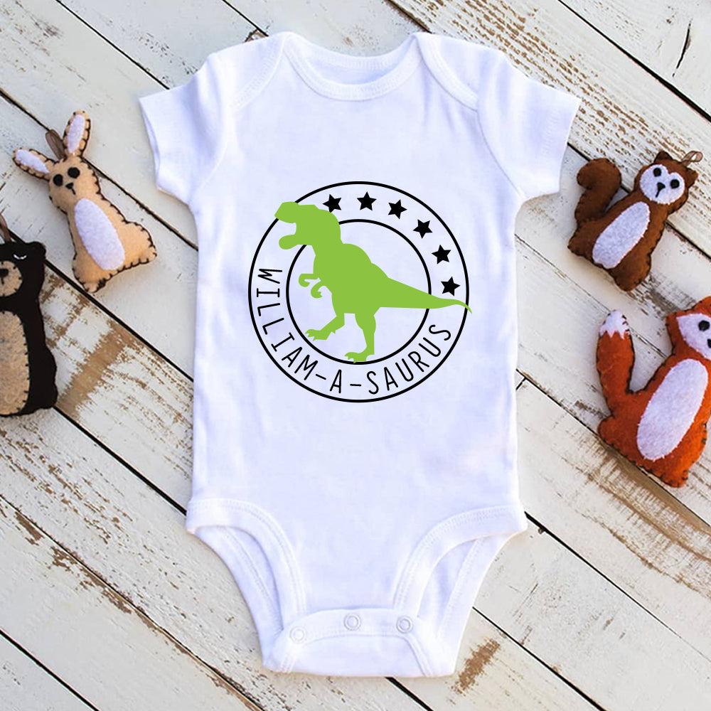 Personalized Dinosaur Baby Onesie - MADE IN USA