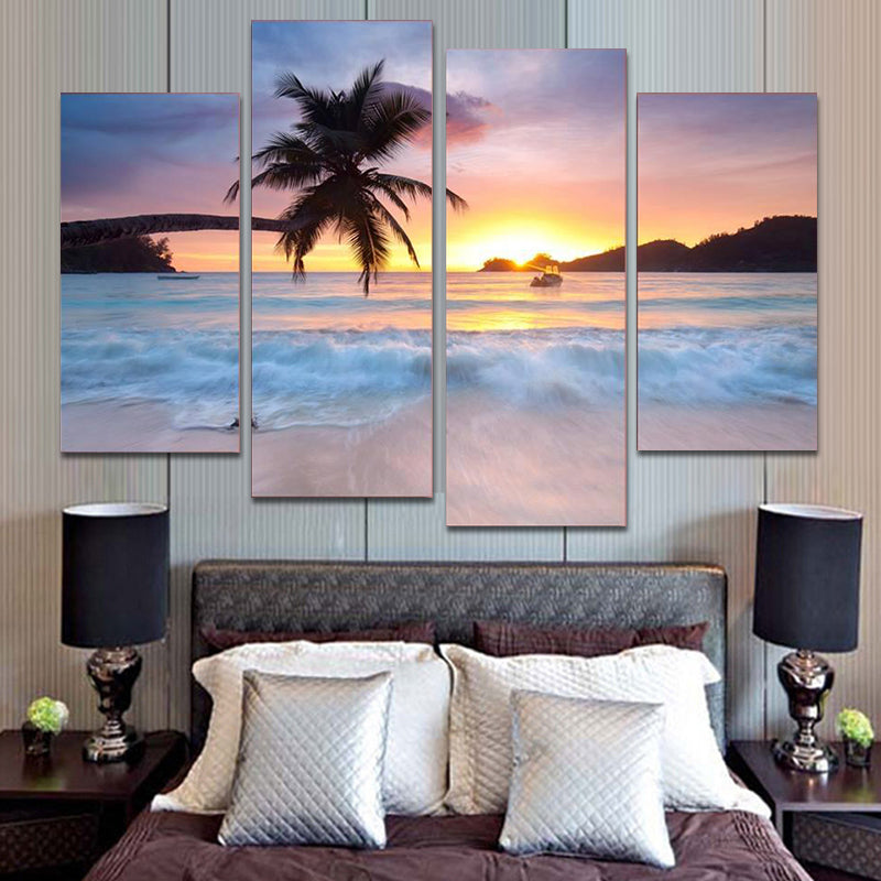 Beach Scene 4 Panel Canvas Art Painting