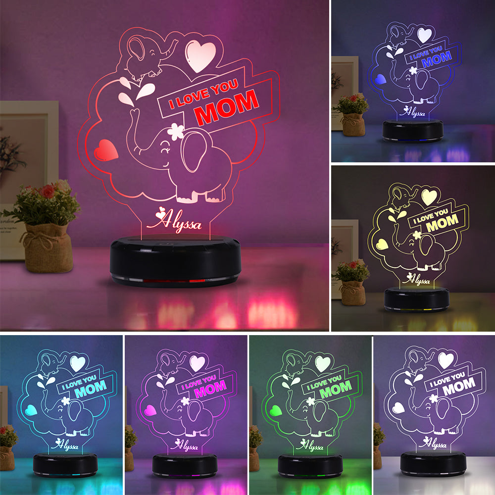 Custom Name Elephant Acrylic Night Light