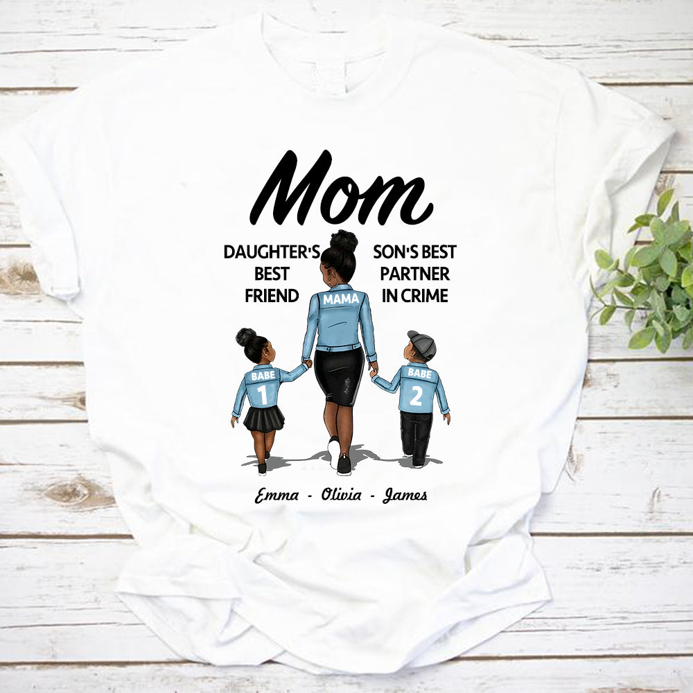 Custom Mom Daughter and Son Unisex Heavy Cotton Tee