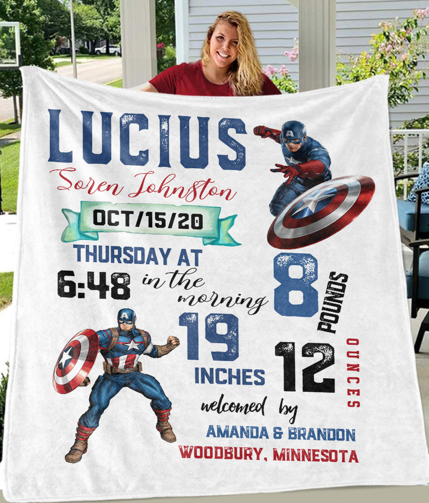 Personalized Baby Boy Birth Announcement Blanket-BUY 2 SAVE 10%