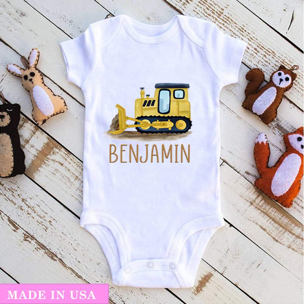 Custom Name Truck Baby Onesies - Made in USA