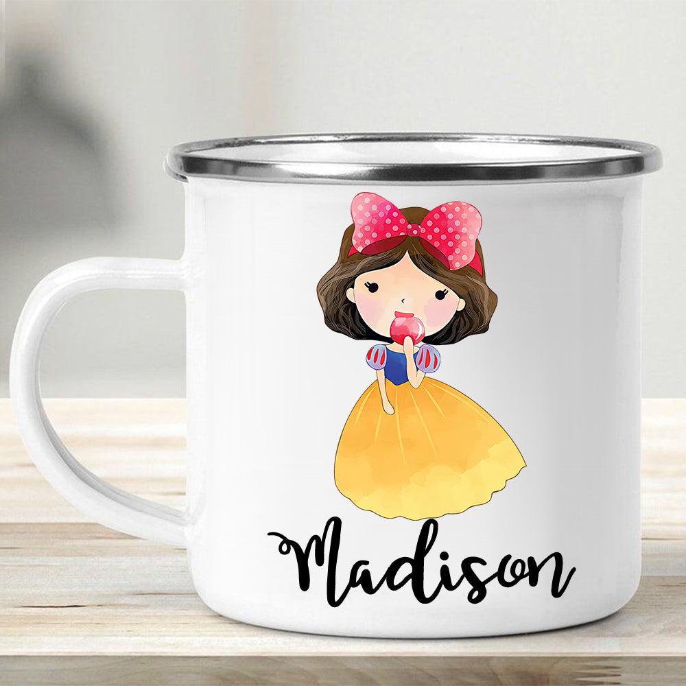 Custom Name Princess Enamel Campfire Mug - Made in USA