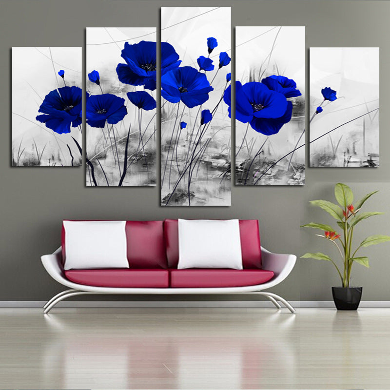 Blue Floral Canvas Art Painting