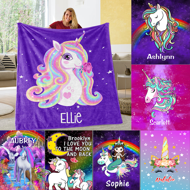 Custom Name Unicorn Blankets - BUY 2 SAVE 10%