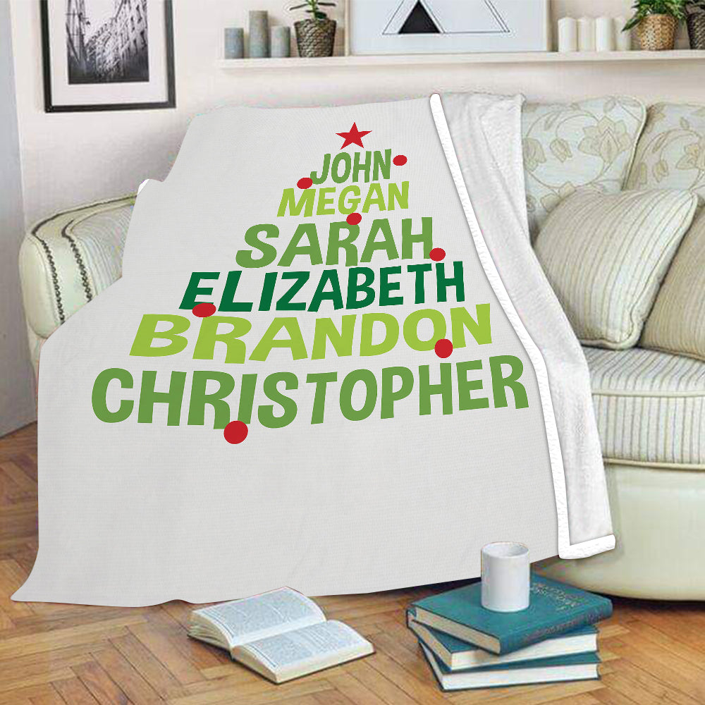 New Personalized Christmas Family Blanket With Names