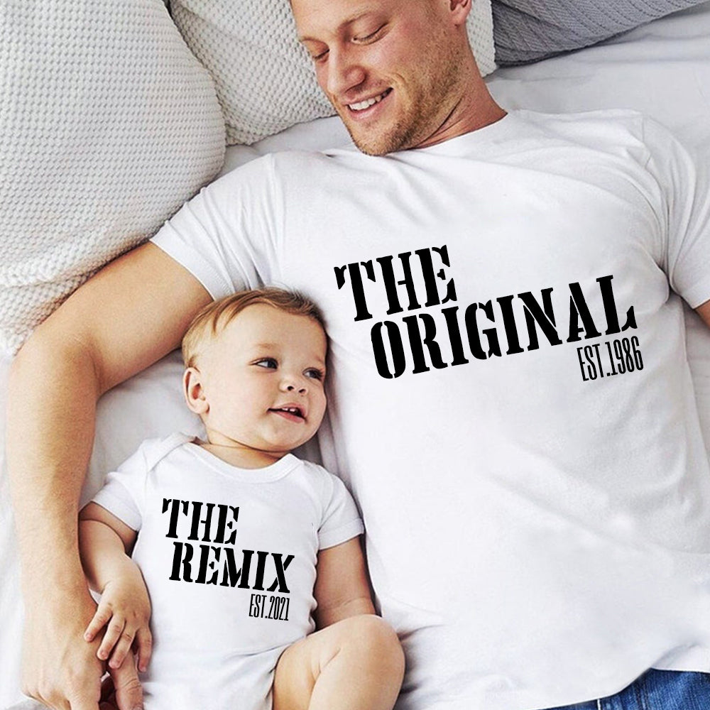 Matching Dad and Baby Shirt, Fathers Day Shirts, Daddy and Me Funny Outfits, The Original The Remix Shirts - 40% OFF with code SHOPJUNE40