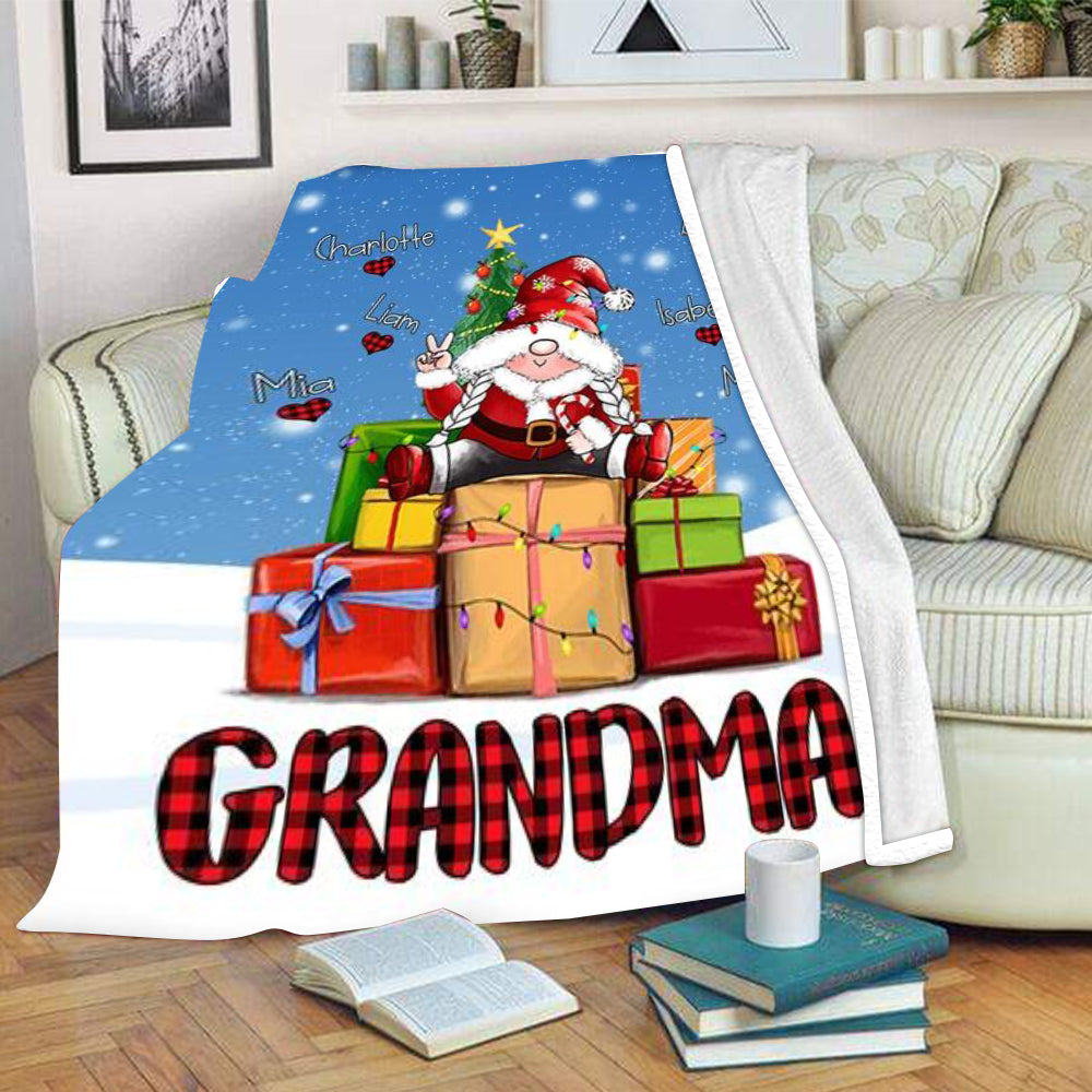 Personalized Grandma blanket with grandkids names, christmas gift for family