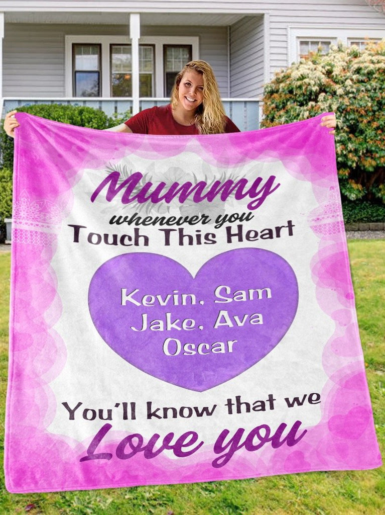 Customized Cozy Plush Fleece Blanket with Nickname & Kids Names