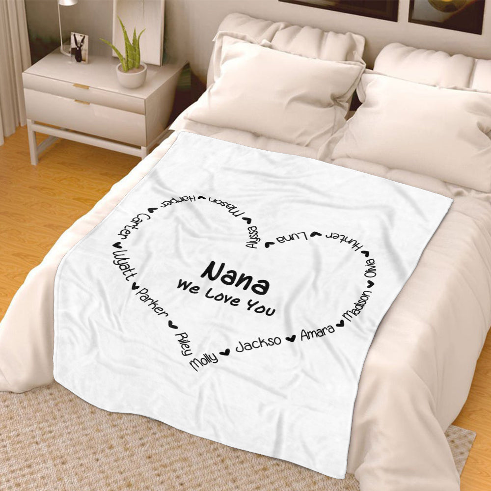 Personalized Heart-shaped Nickname and Kids Name Fleece Blanket