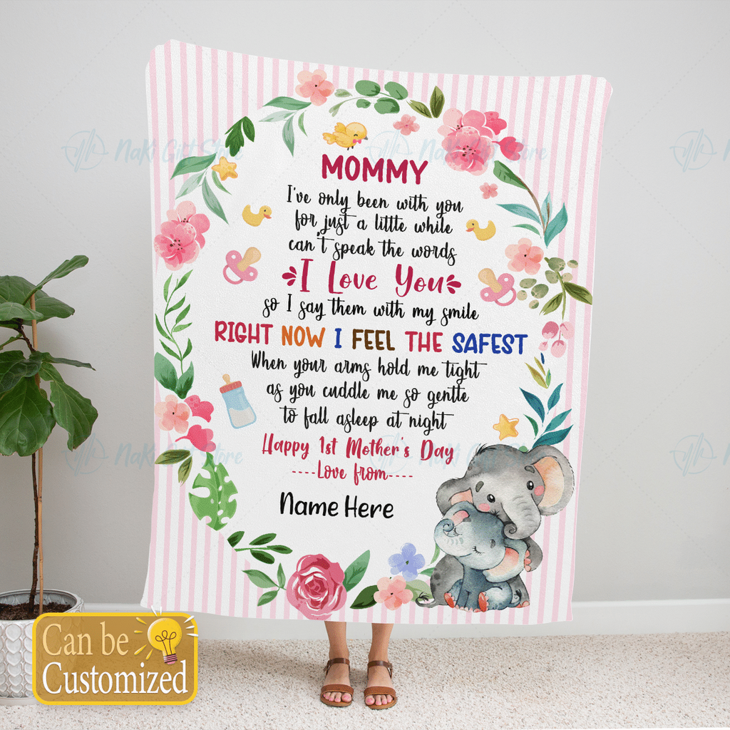 Personalized Elephant Blanket With Title and Name II03