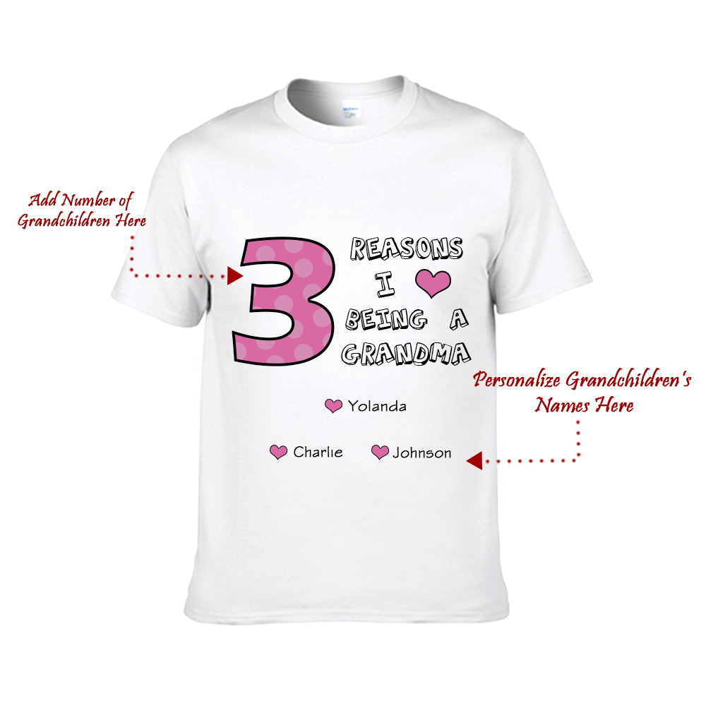 Reasons I Love Being A Grandma-Personalized Tee