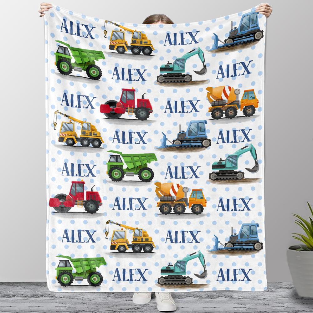 Personalized Name Engineering Trucks Cozy Plush Fleece Blankets