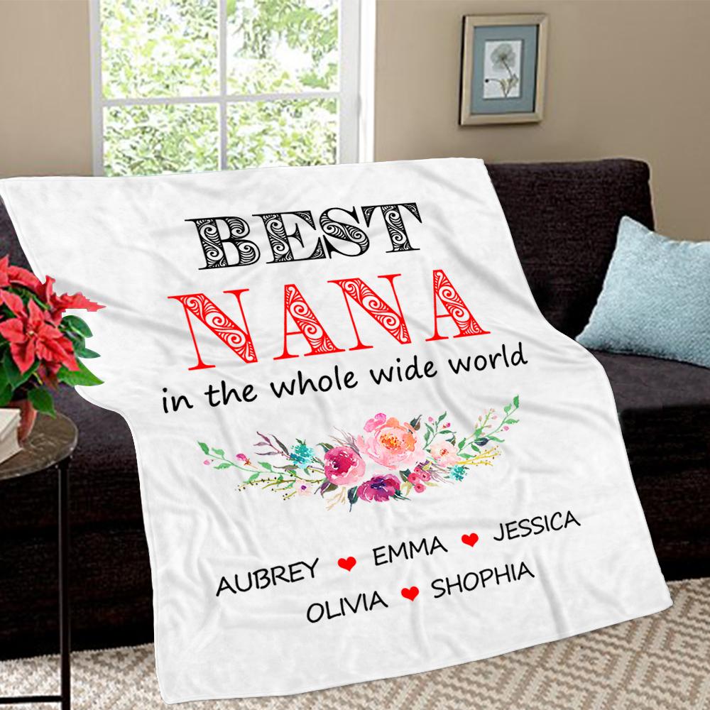 Personalized watercolor flowers Fleece Blankets with Your Nick & Kids' Names