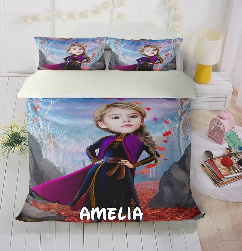 Personalized Hand-Drawing Kid's Photo Portrait Cozy Microfiber Bedding Set XVII