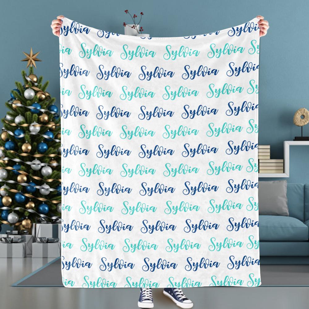 Personalized Cozy Monogram Name Plush Fleece Blanket（One Font）