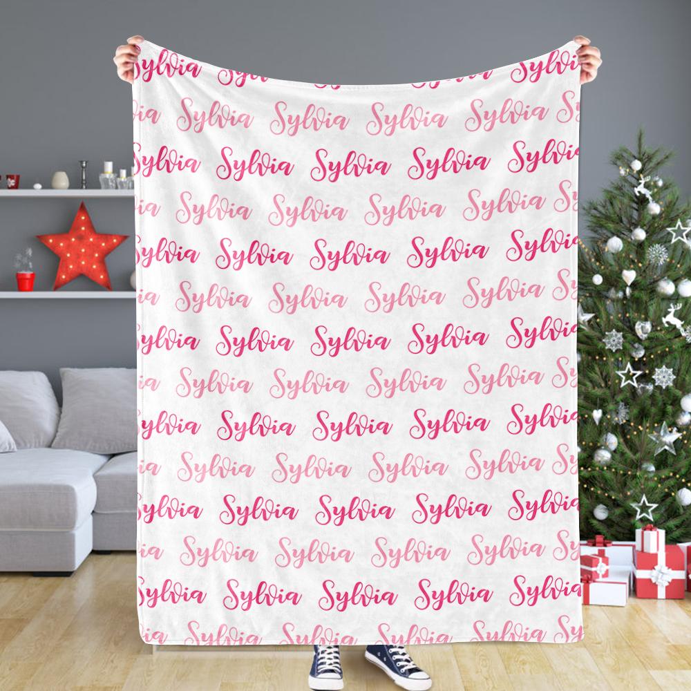 Personalized Cozy Monogram Name Plush Fleece Blanket（One Font）