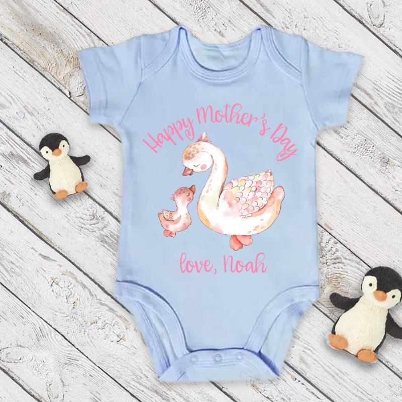 Custom Goose Mama and Baby Mother's Day Cozy Plush Fleece Blankets