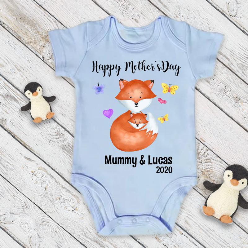 Custom Fox Mother's Day Cozy Plush Fleece Blankets