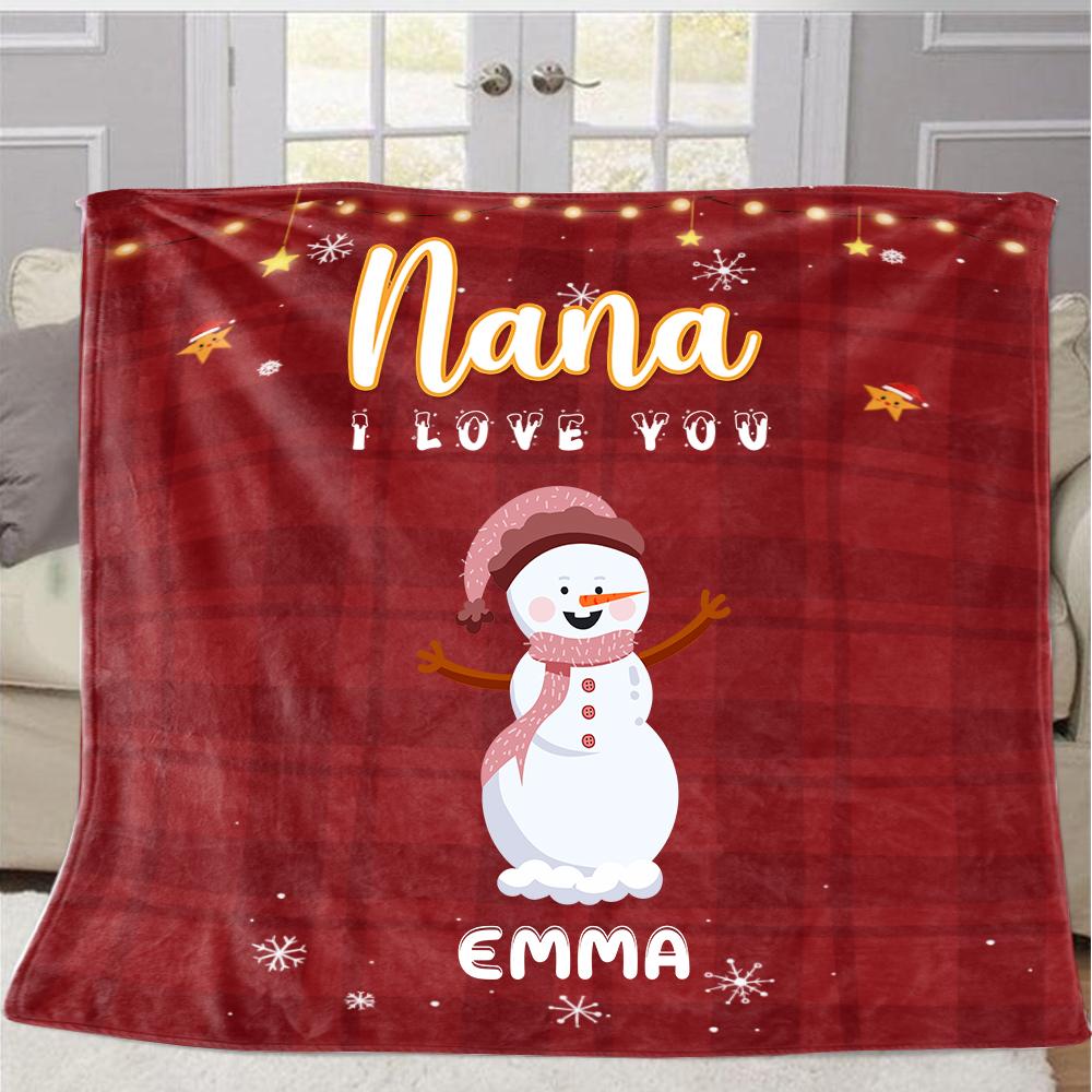 Personalized Snowmen Christmas Blanket with Children's Names