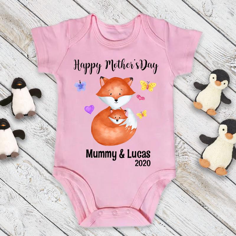 Custom Fox Mother's Day Cozy Plush Fleece Blankets