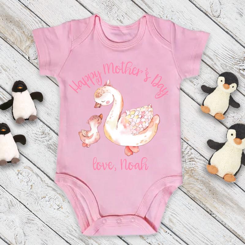 Custom Goose Mama and Baby Mother's Day Cozy Plush Fleece Blankets