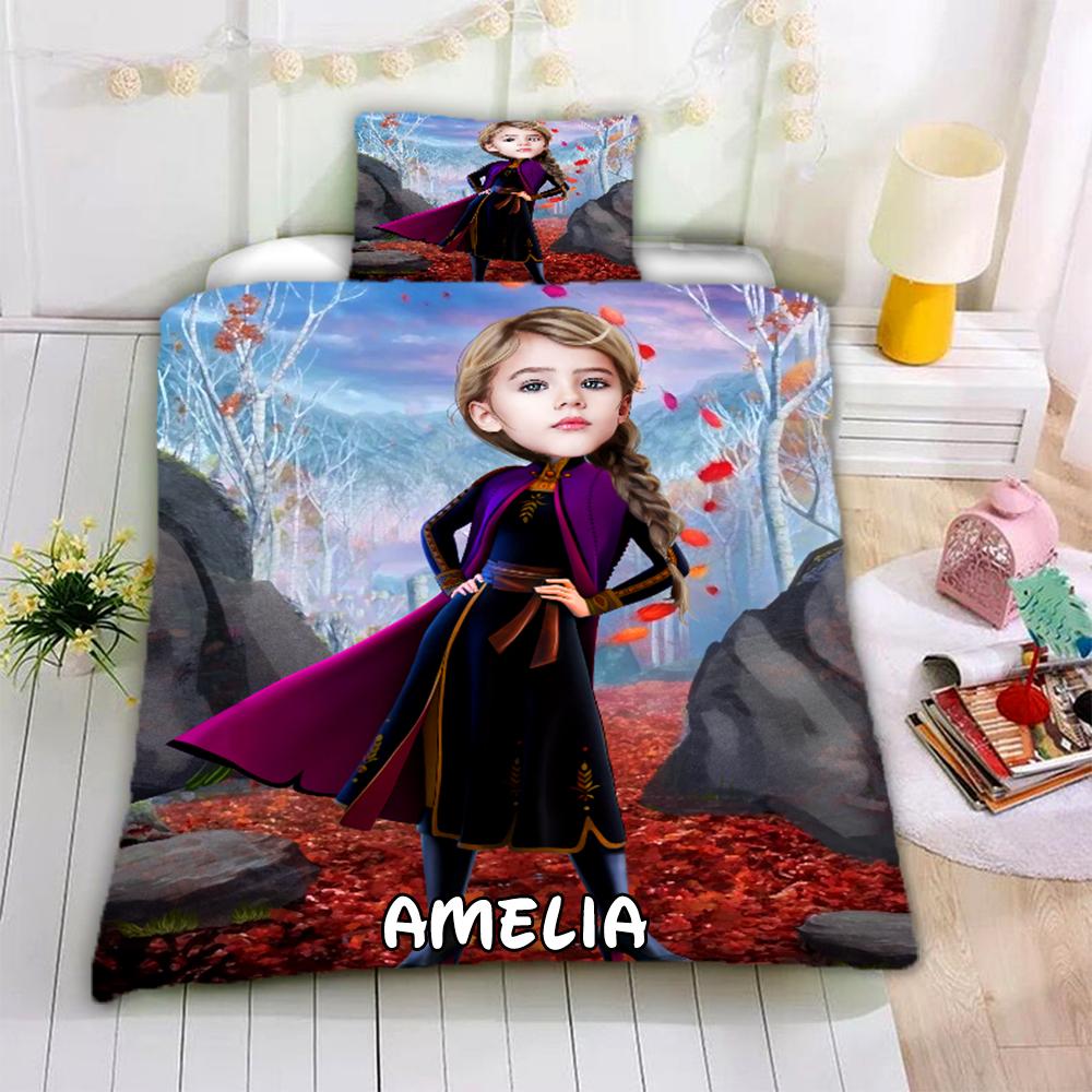 Personalized Hand-Drawing Kid's Photo Portrait Cozy Microfiber Bedding Set XVII