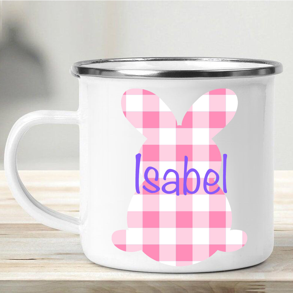 Custom Name Rabbit Easter Children's Enamel Campfire Mug VIII