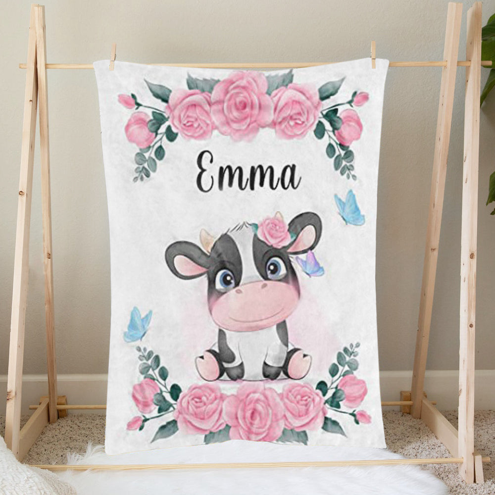 Custom Animal Girl Name Blanket