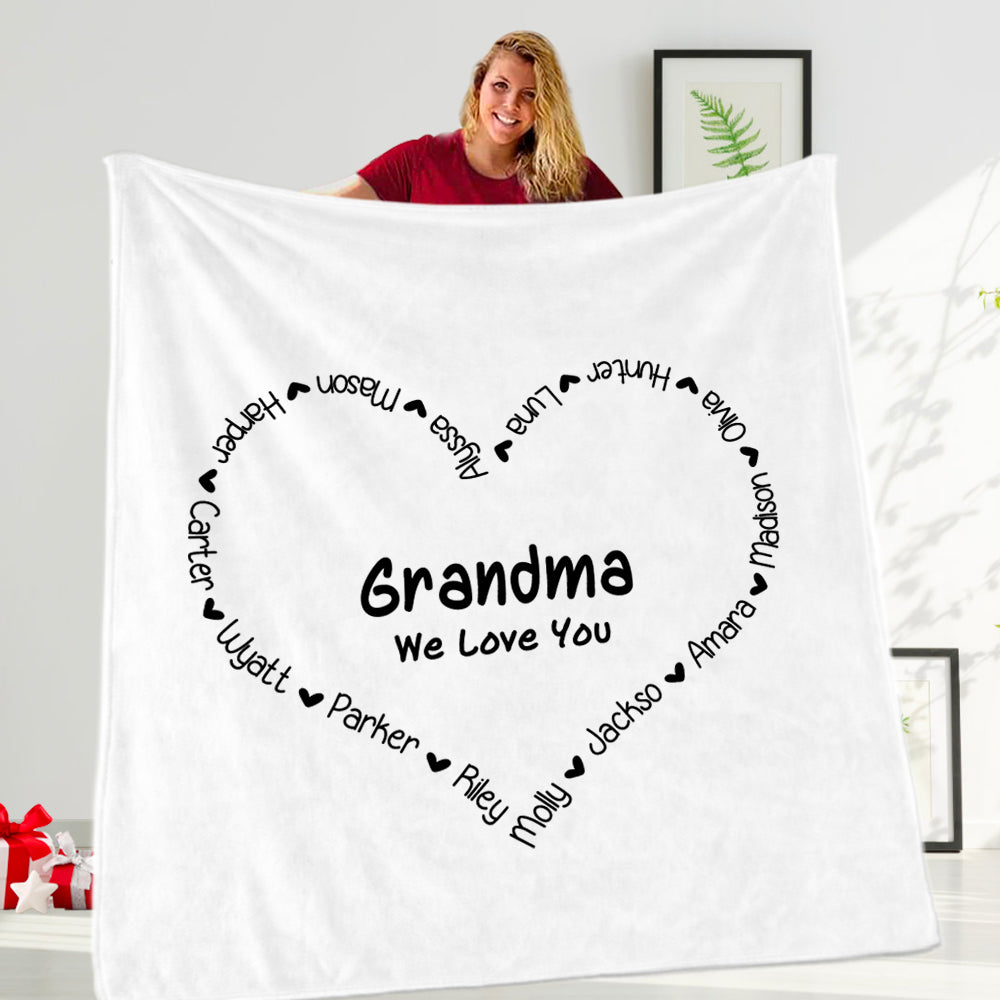 Personalized Heart-shaped Nickname and Kids Name Fleece Blanket