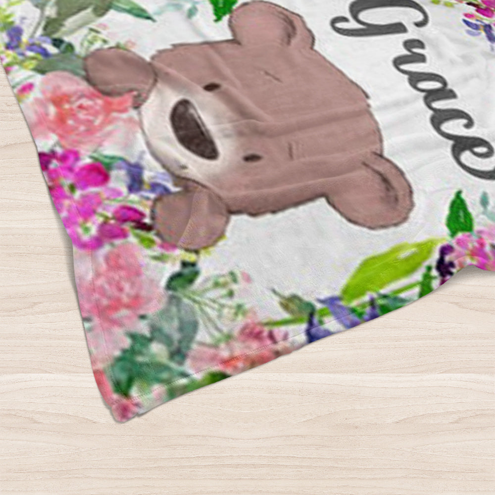Custom Nane Bear Baby  Blanket