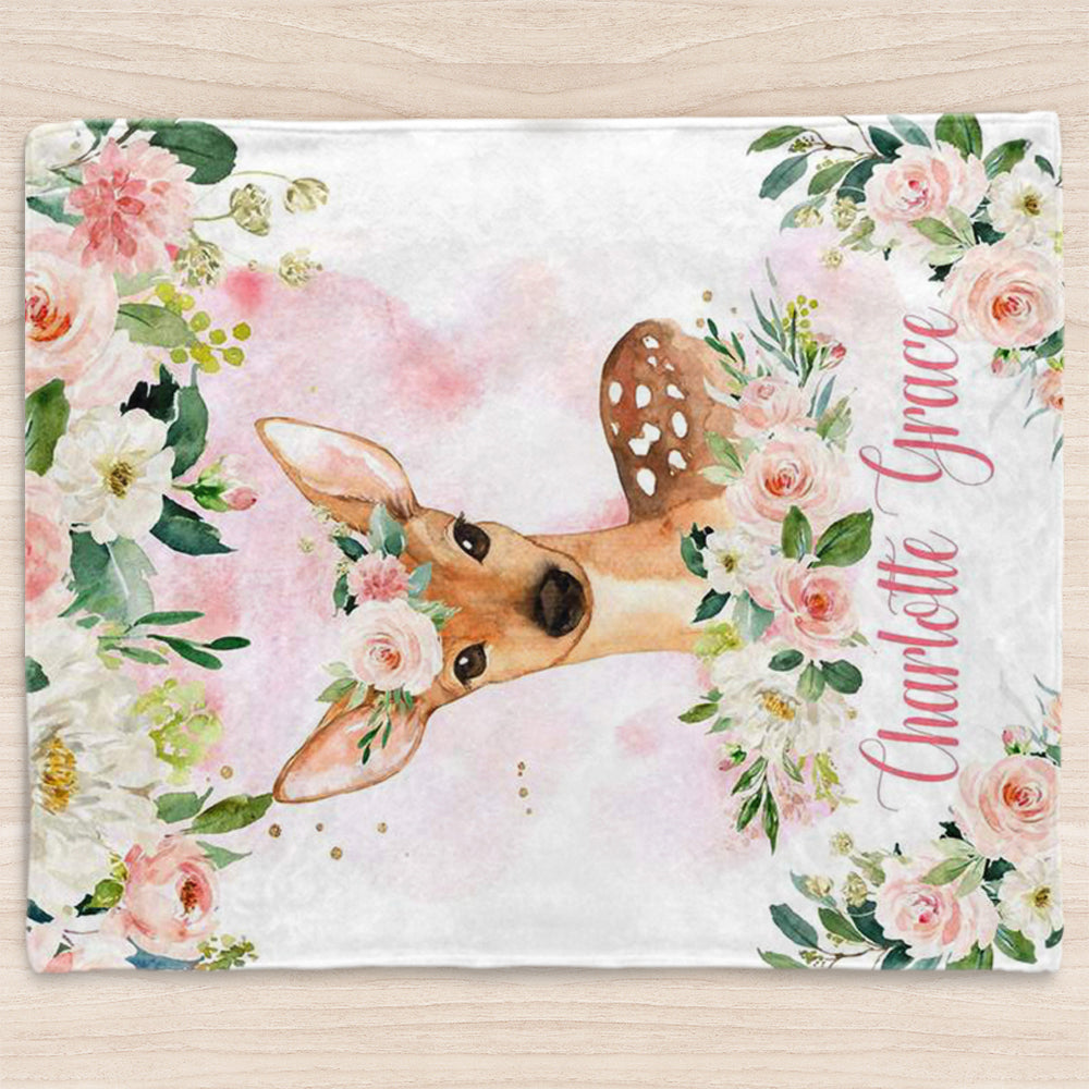 Custom Name Animal Baby Boy Blanket