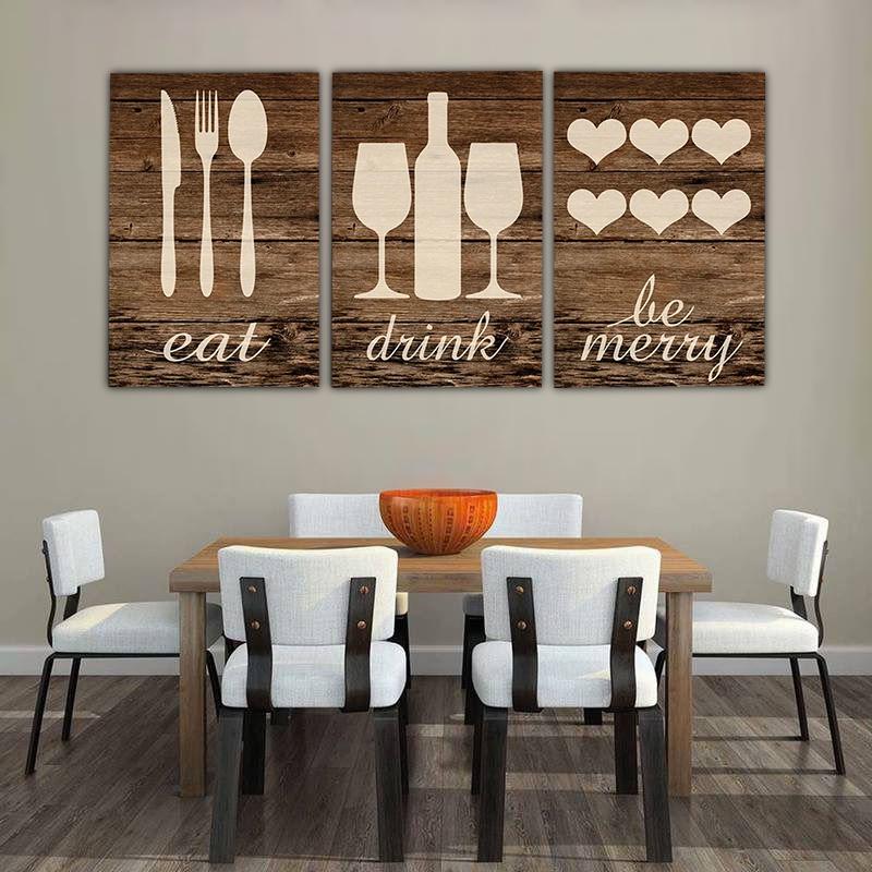 Eat Drink Be Merry Kitchen Canvas Art Set