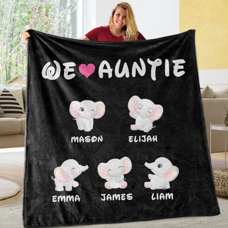 Personalized Little Elephant Christmas Family Member Fleece Blanket I04