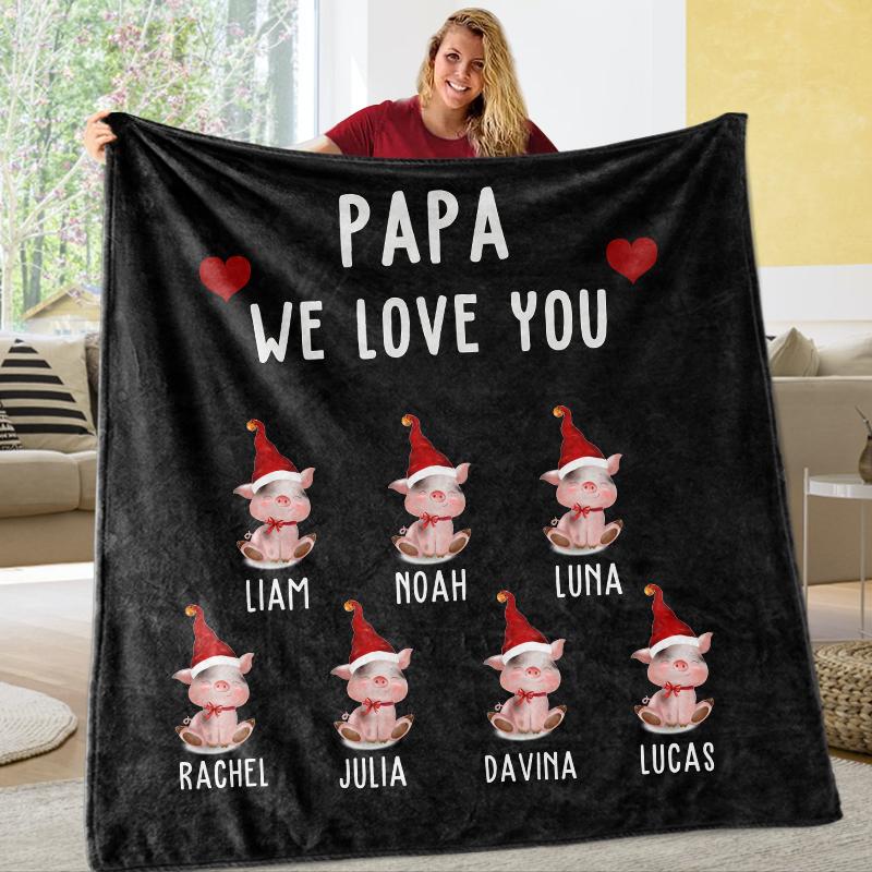 Custom CHRISTMAS BLANKET with Nickname & Kids Names