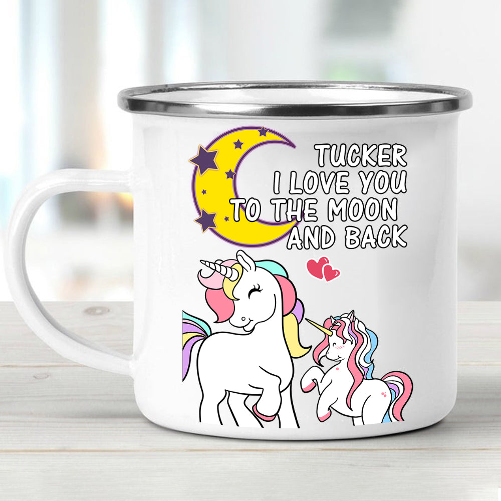 Custom Name Unicorn Enamel Campfire Mug X