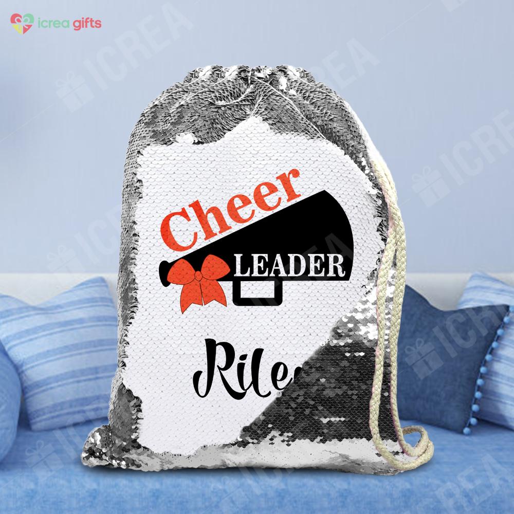 Personalized Cheer Leader Drawstring Sequin Backpack