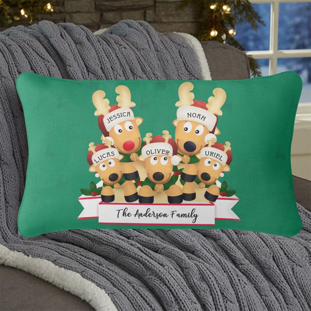 Personalized Christmas Deer Family Pillowcase With Name