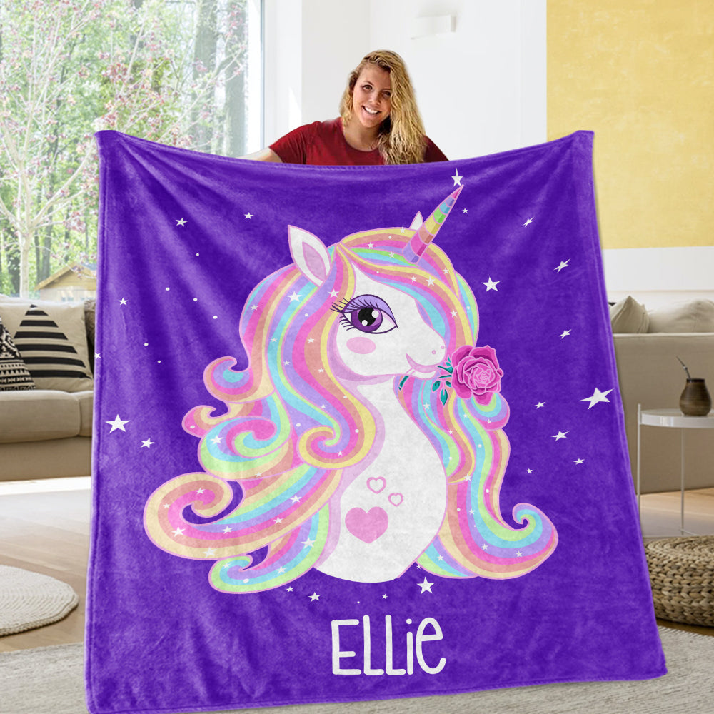 Personalized Magical Unicorn Fleece Blanket - 3 Colors Available