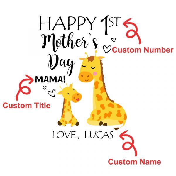 Custom Giraffe Mother's Day Cozy Plush Fleece Blankets