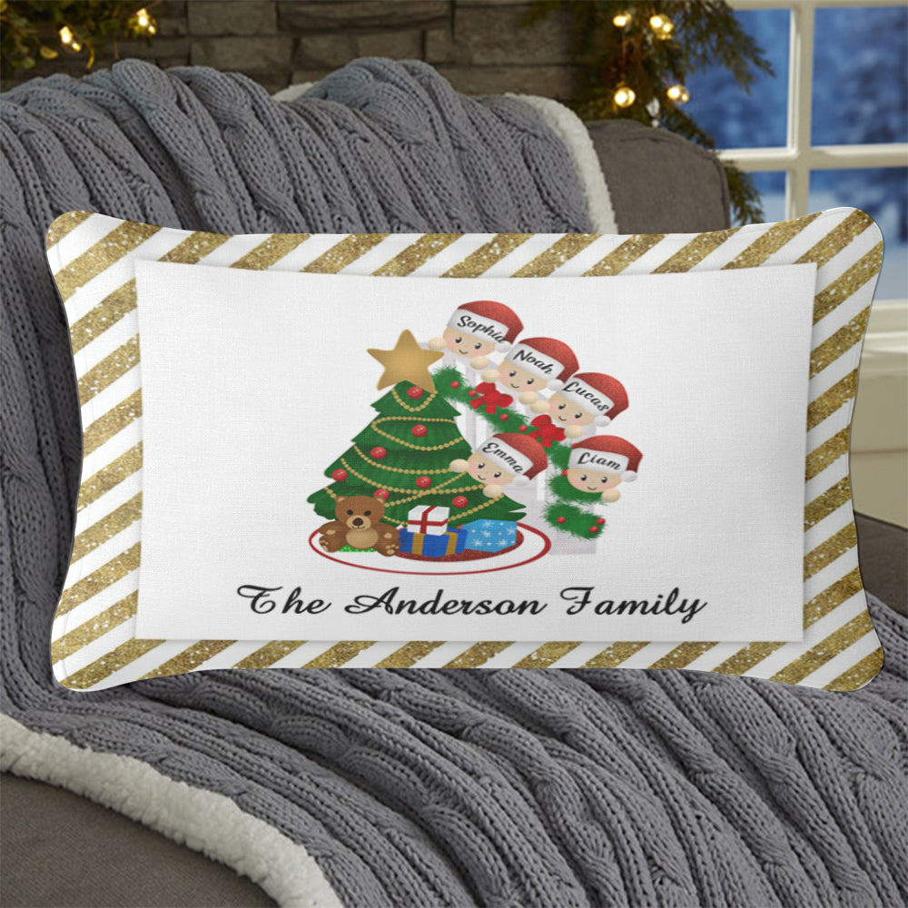 Personalized Christmas Tree and Hat Family Pillowcase With Name