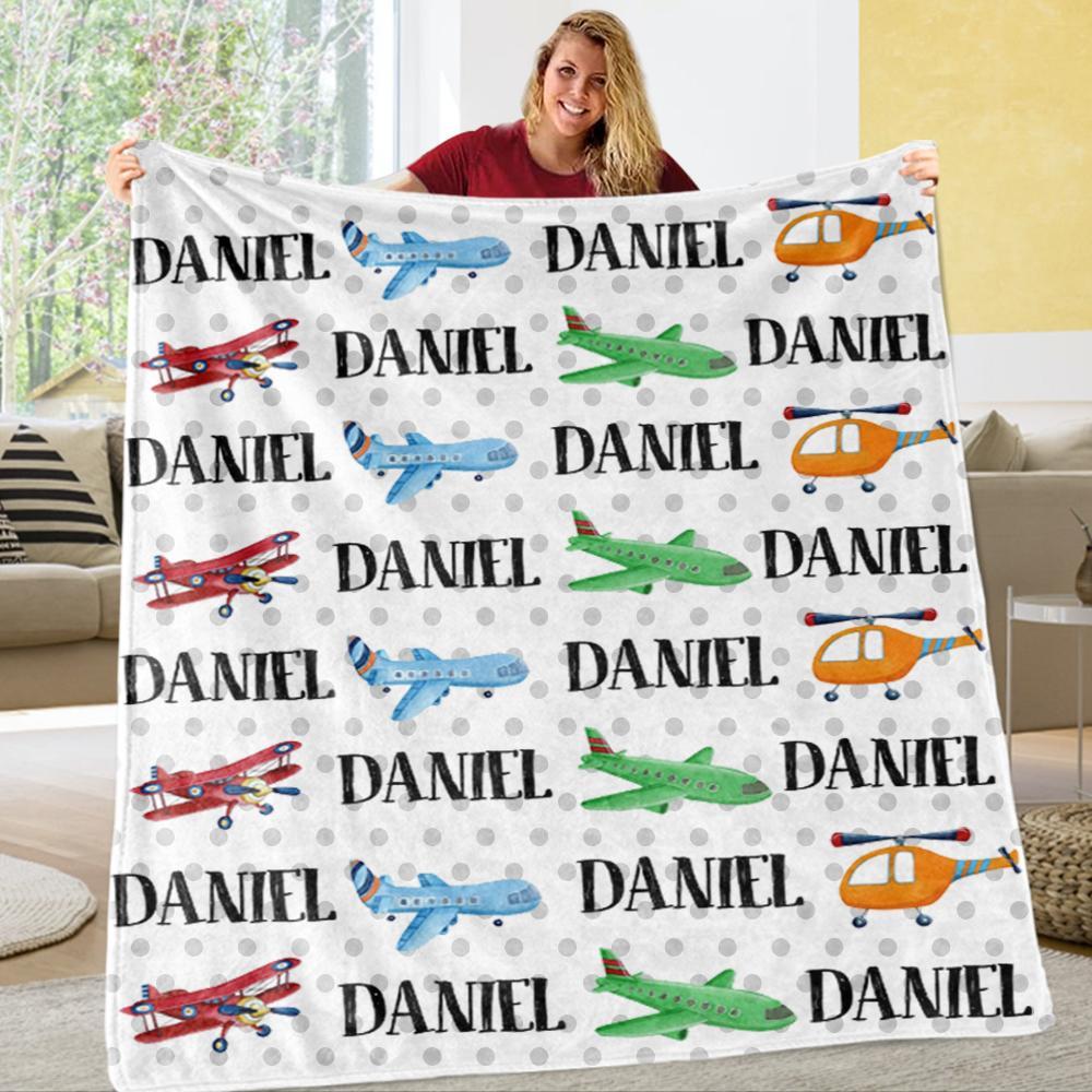 Personalized Name Transportation Fleece Blankets