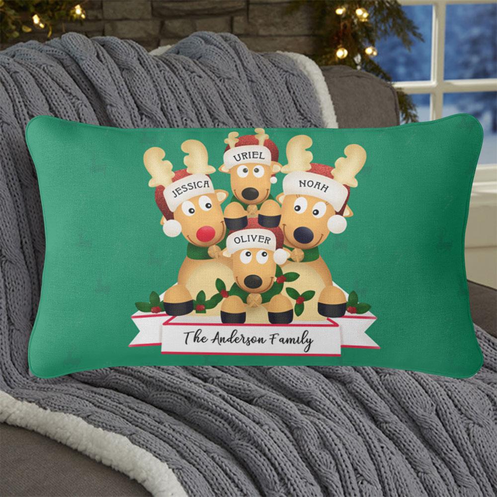 Personalized Christmas Deer Family Pillowcase With Name