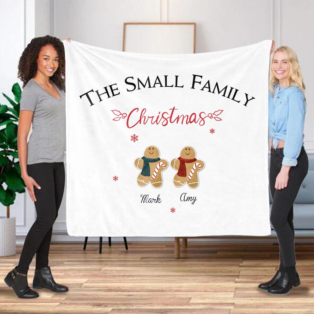 Personalized Gingerbread Christmas Family Member Fleece Blanket I