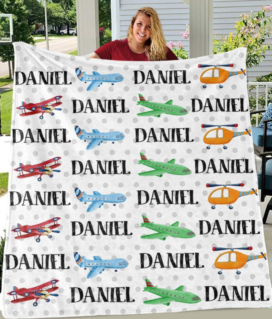 Personalized Name Transportation Fleece Blankets